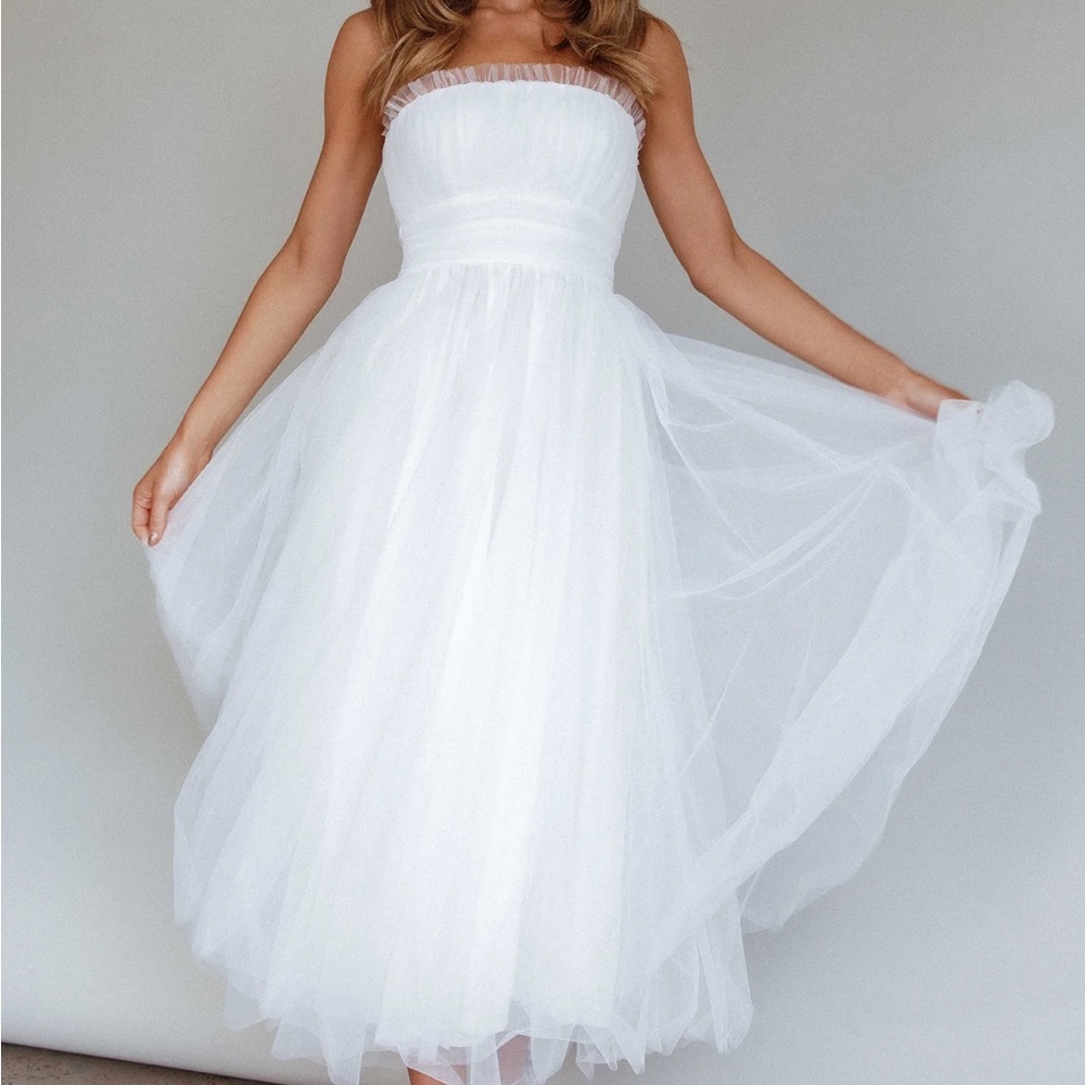 Fayette Strapless Mesh Midi Dress